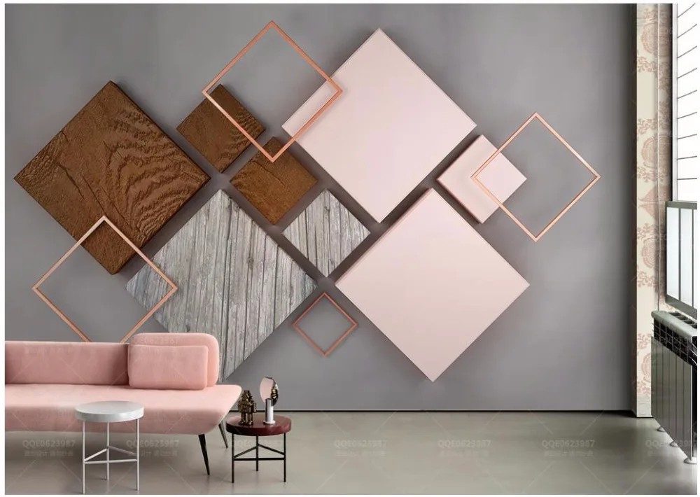 

Custom photo 3d wallpaper Modern geometric quadrilateral wood grain tv background wall 3d wall murals wallpaper for wall 3 d