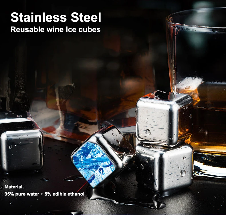 468 PCS Stainless Steel Ice Cubes Reusable Chilling Stones Vodka Wine Whisky Beer Cooler Holder Chiller Tool With Plastic Box-8