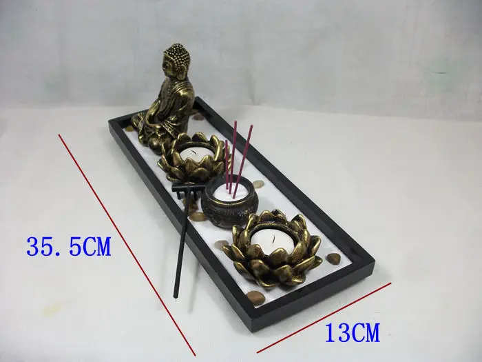 Настольный дзен сад Будда песок стол медитация грабли домашний отель фэн шуй украшения свечи благовония горелки домашний Декор подарок