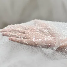 Сказочный с крупным бисером блестящая кружевная ткань Высокое качество; для свадьбы кружевной ткани платье пальто ткань 129,5 см в ширину и дворе