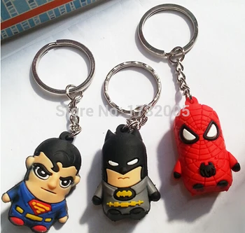 

New 30pcs Mixed Superman Spider Man Batman 3D Silicone Key Chain H-24