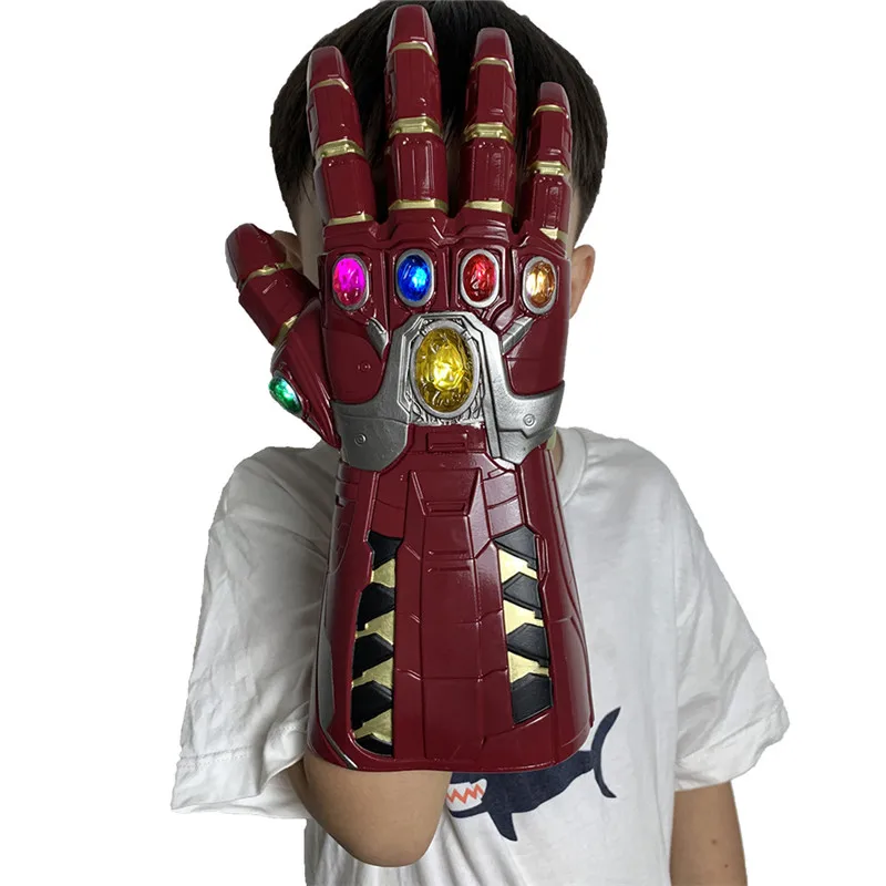 Тип ПВХ светодиодный светильник Мстители Endgame Железный человек Nano Gauntlet Thanos Infinity Gauntlet Armor Халк косплей перчатки реквизит - Цвет: Kids Size