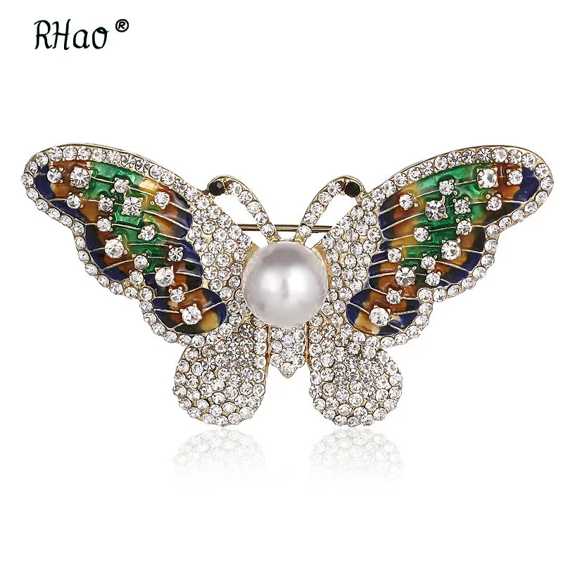 

RHao Luxurious Rhinestone butterfly Brooch Flying Insect Brooches Enamel pins Kids animal brooches for Women Men Clothes Corsage