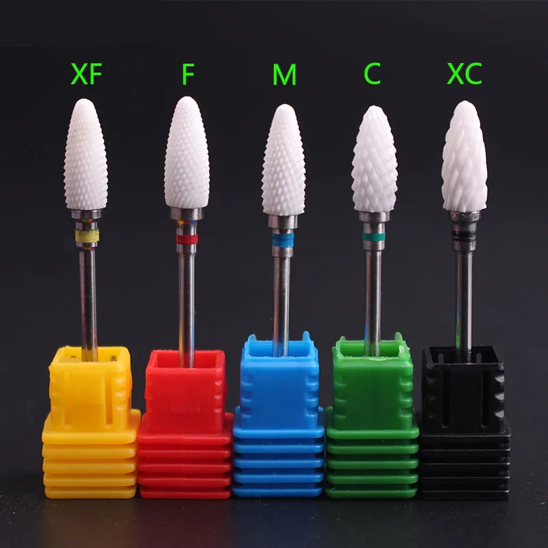 5pcs Ceramic Nail Art Drill Bit Tools Mill Cutters Apparatus For Electric Manicure Machine Accessory Cutter Files | Красота и