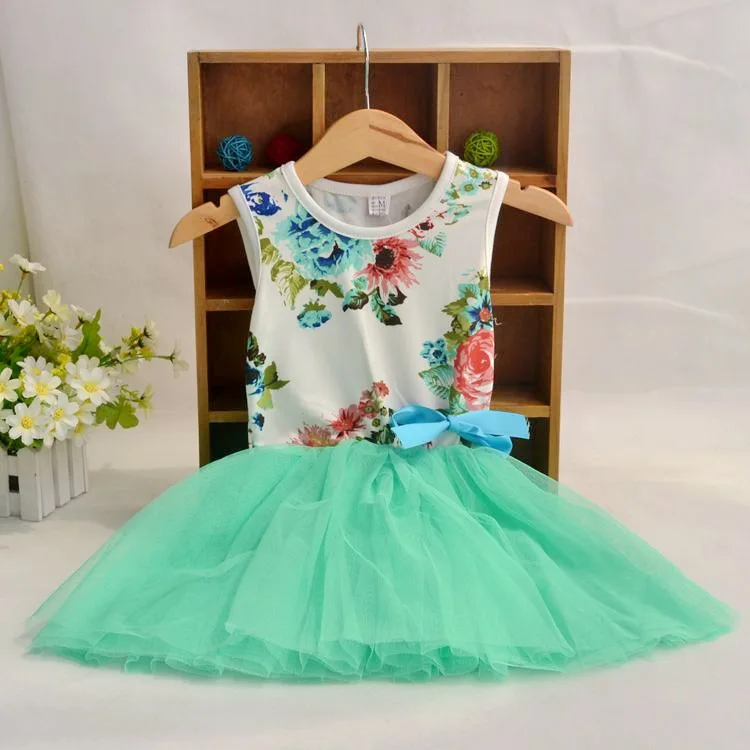 Детское платье для маленьких девочек вечерние платья-пачки без рукавов с цветочным принтом и бантом, сарафан