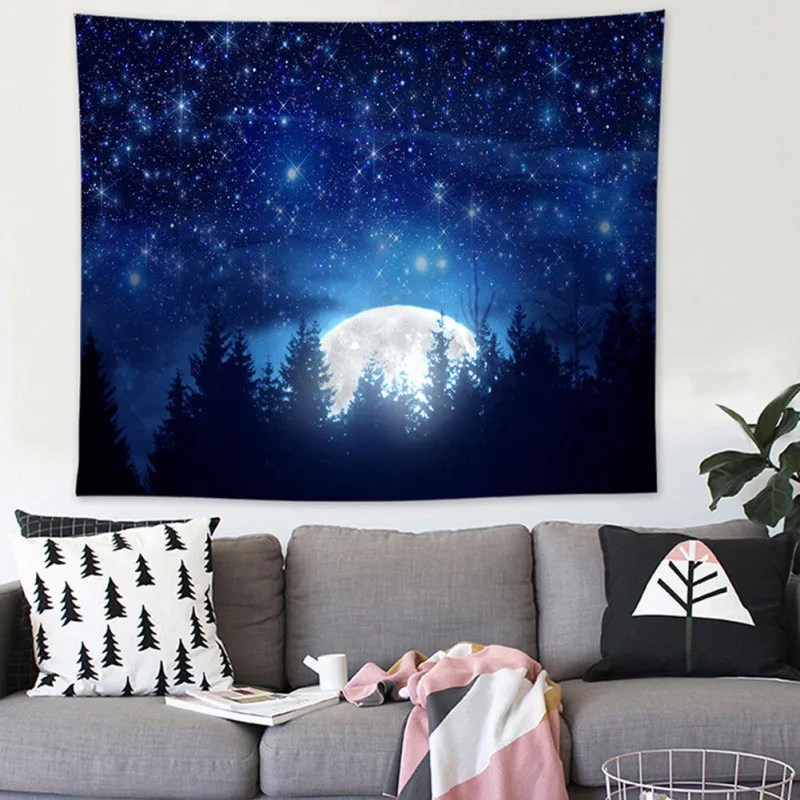 Досуг фон ткань украшение гобелен космическая Черная Звезда Луна серия скандинавские стены одеяло