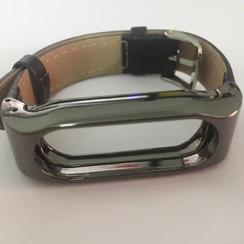 

Metal+artificial leather Watchband for Xiaomi Mi Band 2 Screwless Bracelet for MiBand 2 Smart Watch Accessories For Mi Band 2