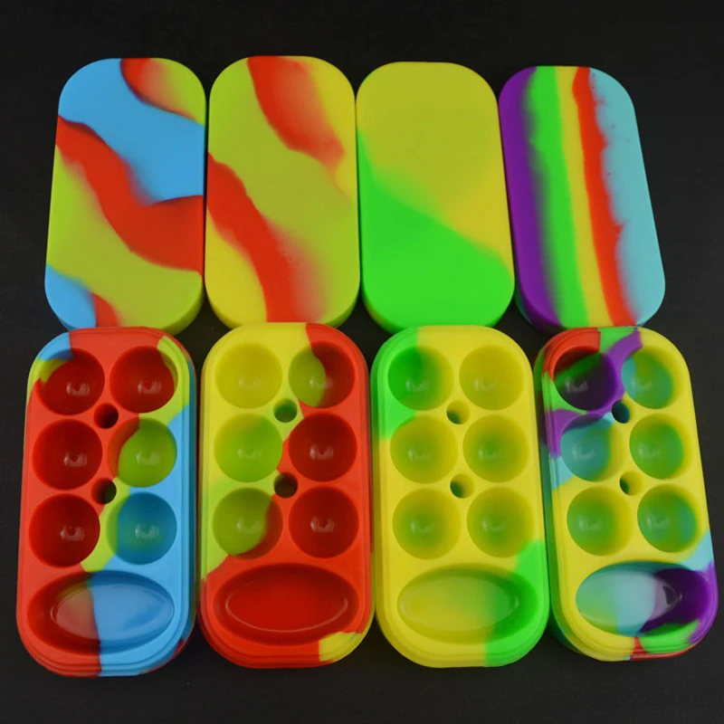 

Wax Containers Jars Big Silicone Jar Dab Box 6+1 Silicone Contianer Food Grade Nonstick Silicone BHO 6*4ml+1*10ml For E Solid