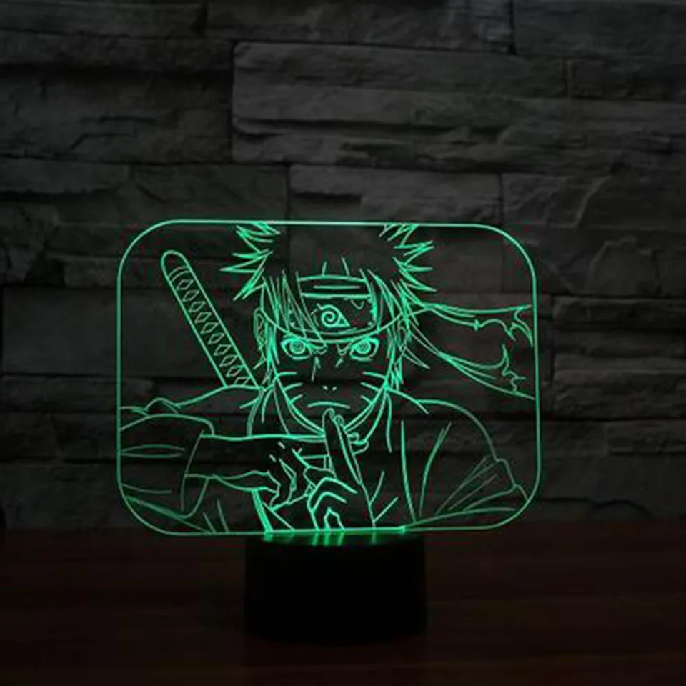 Novelty 3D Led Colorful Visual Naruto Figure Lighting Fixture Anime Usb