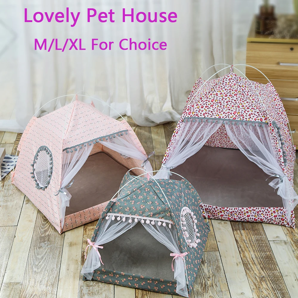 

Polyester Fabric Mesh Pet Cozy House Dog Cat Foldable Bed Puppy Kitten Bed Animals Home Products Pet Breathable Indoor Tent