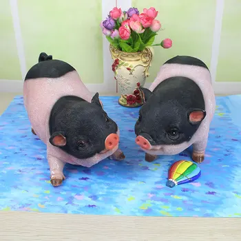 

Cute Simulation Pig Stand Bend Over Animals Colophony Crafts Home Villa District Decorations Collectible Model Toy L1976