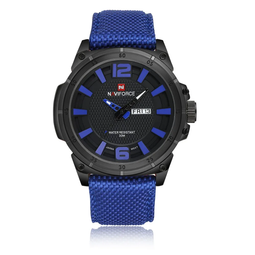

Collar men's calendar week waterproof fashion belt quartz watch canvas men's watch