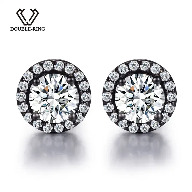 Double R Created White Topaz Stud Earrings 925 Sterling Silver Double R Created White Topaz Stud Earrings 925 Sterling Silver Jewelry Wedding For Women