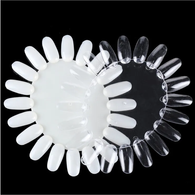 

2pcs/lot 20tips Clear&Natural Nail Art Tips Make Up Practice Round Wheel Polish Acrylic Display Color Card Board DIY Nail Tool