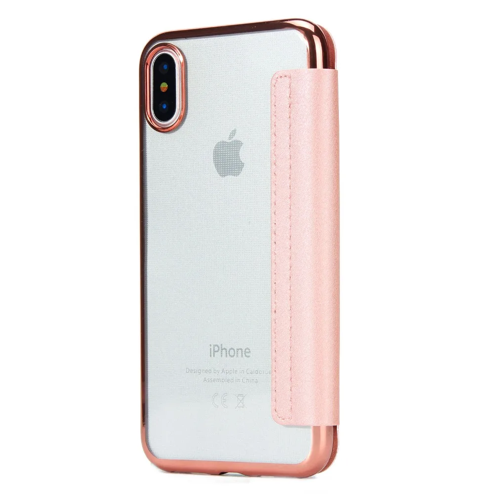 Мягкий силиконовый кожаный чехол-книжка чехол для iPhone 5 5S SE 6 6s 7 8 Plus X с подставкой из розового золота