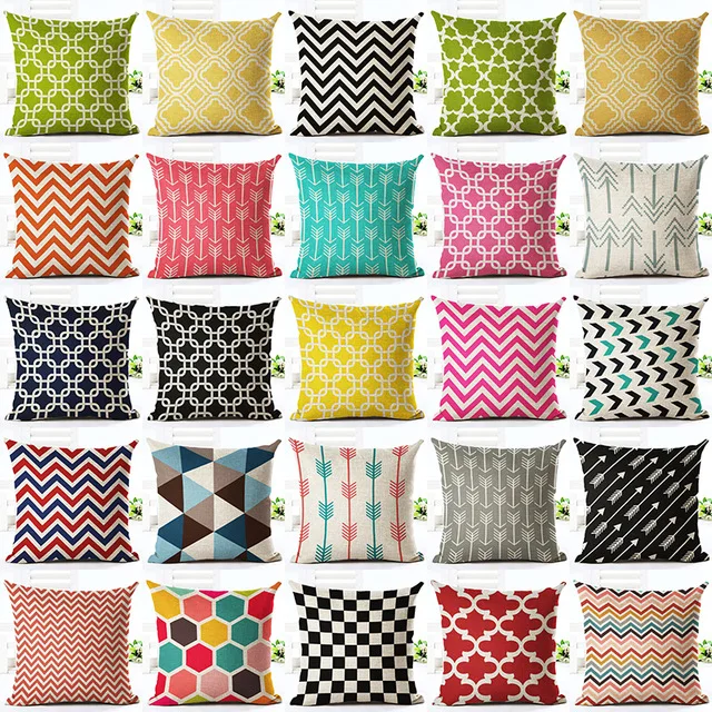 

Colorful Geometric Series Printed Linen Cotton Square 45x45cm Home Decor Houseware Throw Pillow Cushion Cojines Almohadas