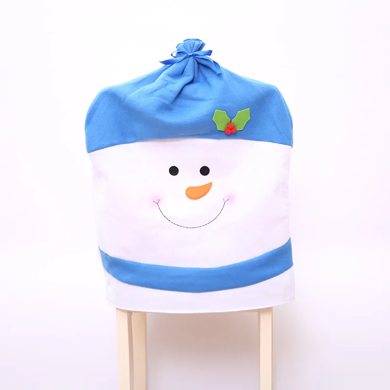 4 цвета Рождественский Чехол для стула «Рождество» украшения для дома Снеговик большая шляпа отель украшение стола подарок на год - Цвет: Blue
