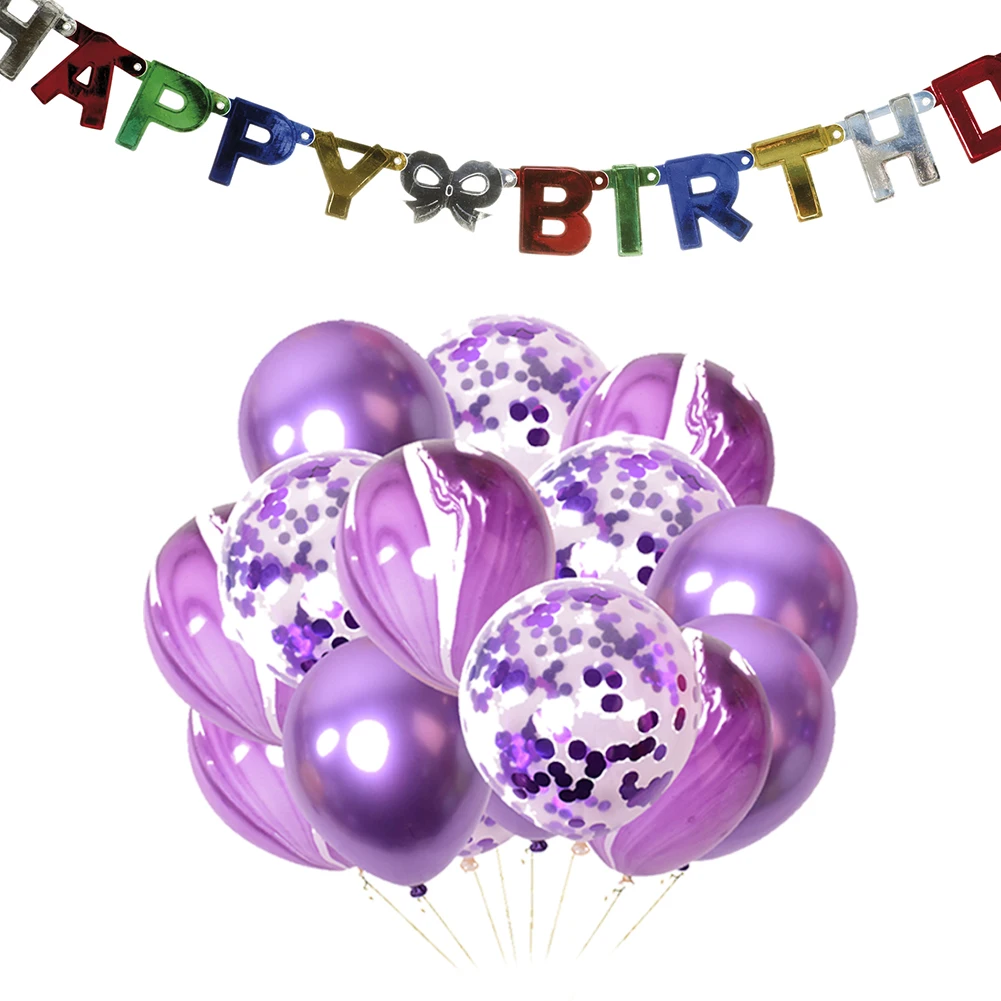 Металлические Воздушные шары 1" фиолетовые Свадебные шары для украшения 15 шт. воздушный шар" Конфетти "Блестки воздушный шар мраморной расцветки фиолетовый