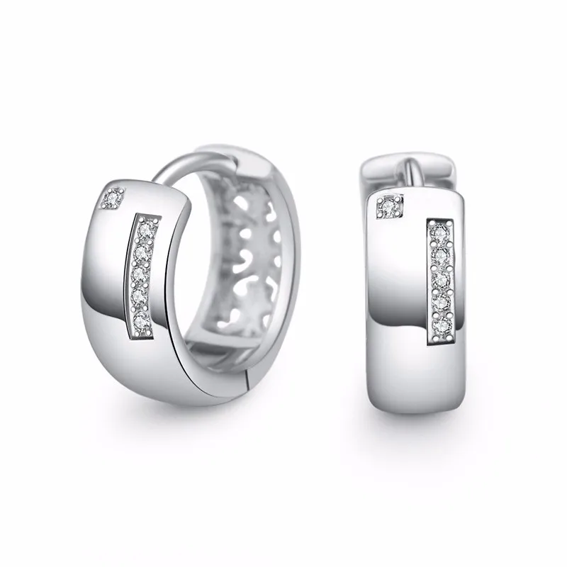 

GIEMI Elegant Simple Fashion Brincos Ear Jewelry Cubic Zirconia Crystal Circle Hoop Earrings for Women Best Piercing Accessory