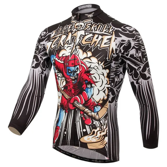 Skull Long Sleeve Cycling Jersey Autumn Cycling Clothing Ropa Maillot ...