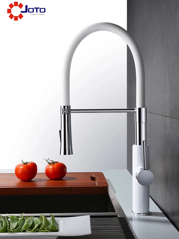 

Black And White Two-color Retractable Pull Household Kitchen Hot And Cold Sink Kitchen Faucet
