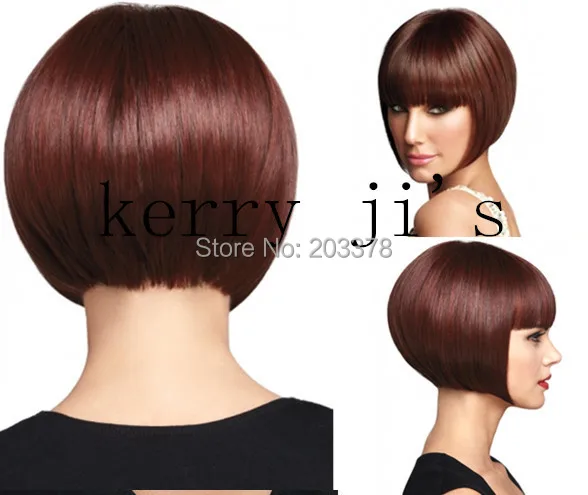 

Natural Look Short Straight Burgundy Elegant Cheap Synthetic wig 10pcs/lot free shipping