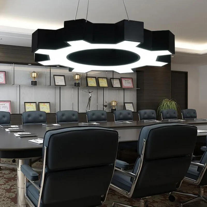 

L Creative Hollow LED Gear Hanging Light Iron Office Lighting Internet Cafe Modeling Light Gym Innovation Lamp LED Creative
