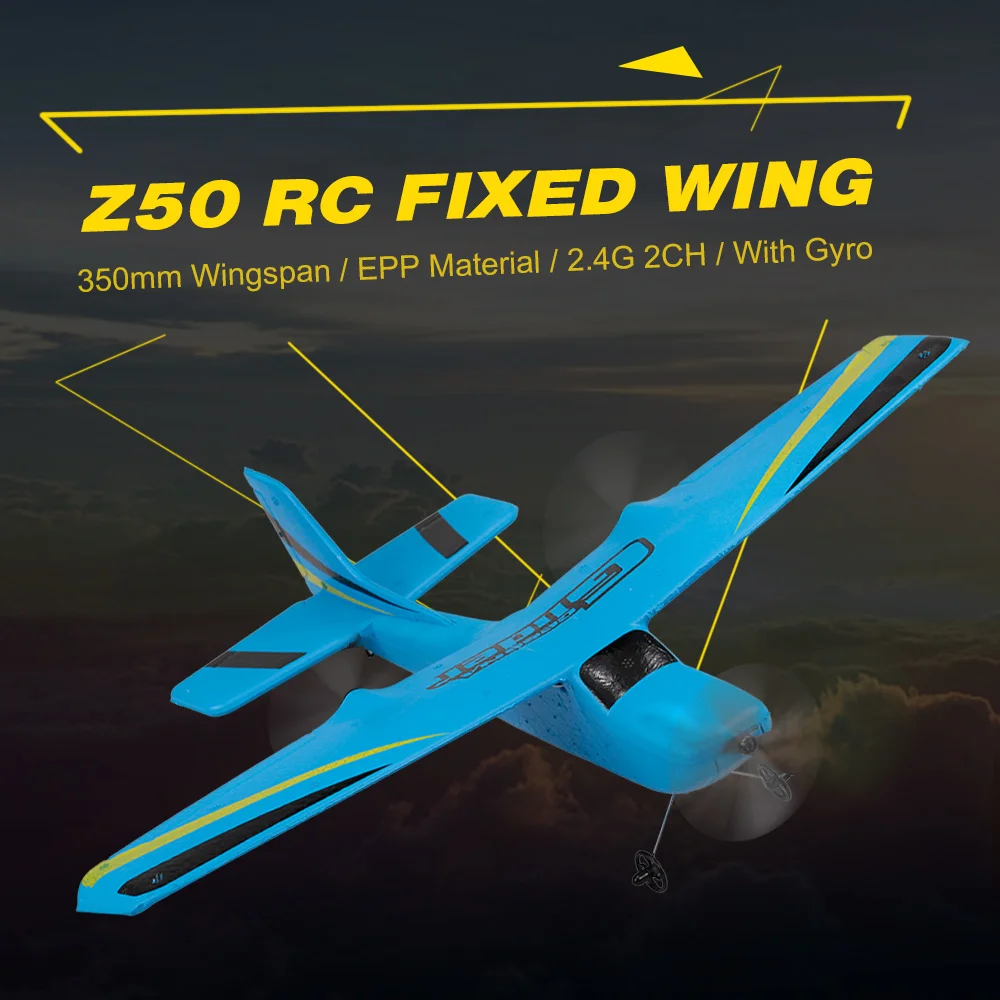 

Z50 2.4G 2CH Remote Control Glider 350mm Wingspan EPP Micro Indoor RC Airplane Aircraft with Gyro RTF Toys for Children