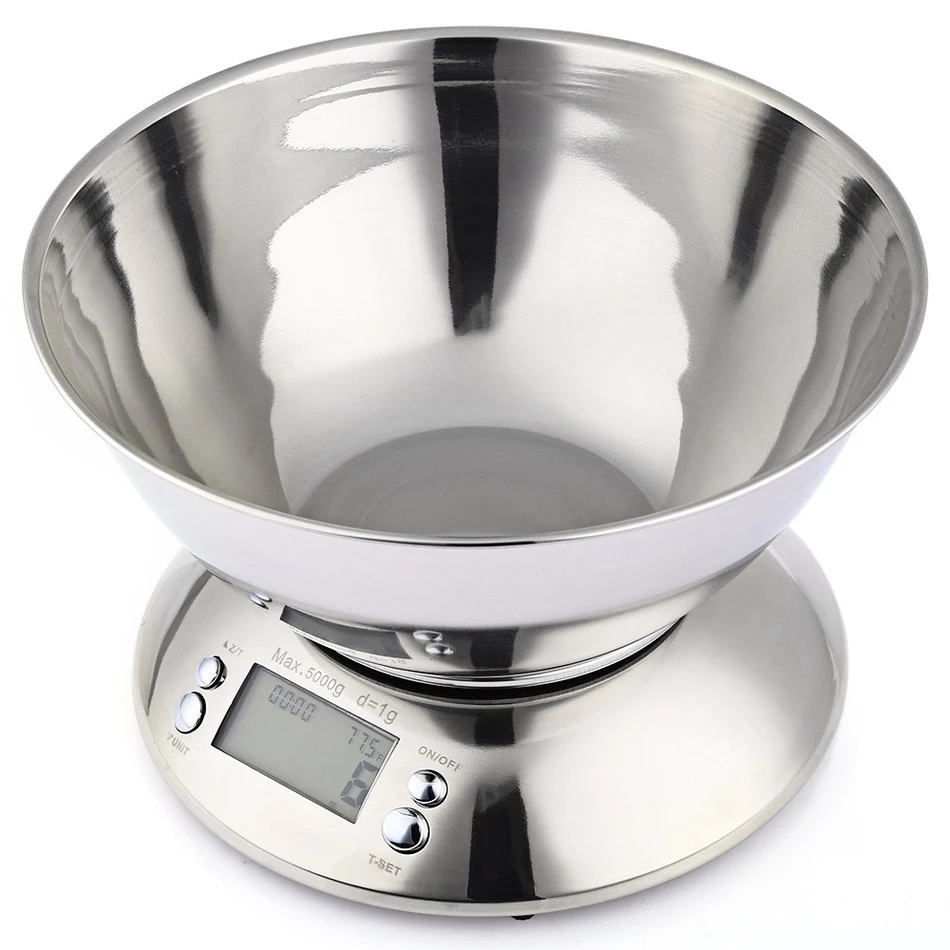  Electronic Weight Scale Food Balance Cuisine Precision Kitchen Scales with Bowl 5kg 1g Cooking Tool - 32799263293