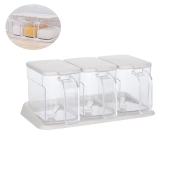

3PCS in 1 Set Seasoning Bottle Set Spice Fashion Transparent Condiment Jar Set Kitchen Organizer Storage Bottles