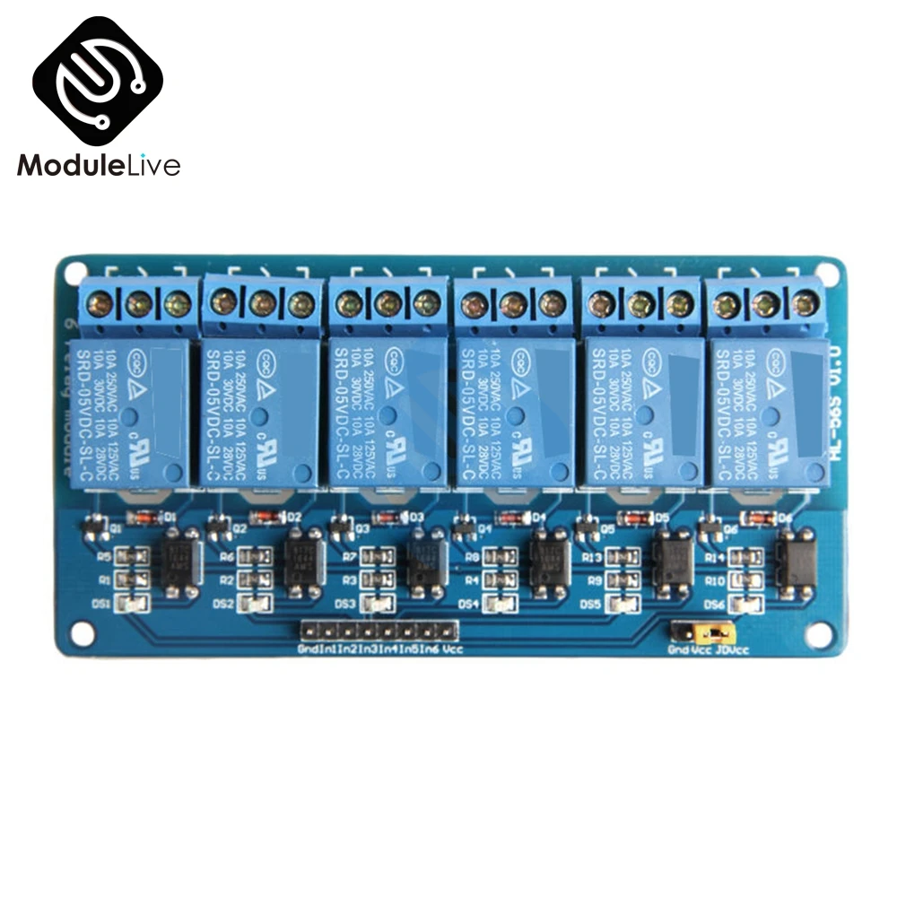 

DC 5V 6 Channel 6-CH Relay Module with light coupling Optocoupler Insulation for Arduino Raspberry Pi Expansion Board
