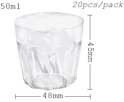 Акция-вечерние поставщики, доступная пластмассовая столовая посуда, 45*50 мм/60 мл прозрачная миниатюрная, десертная чашка, 20/упаковка - Цвет: Transparent