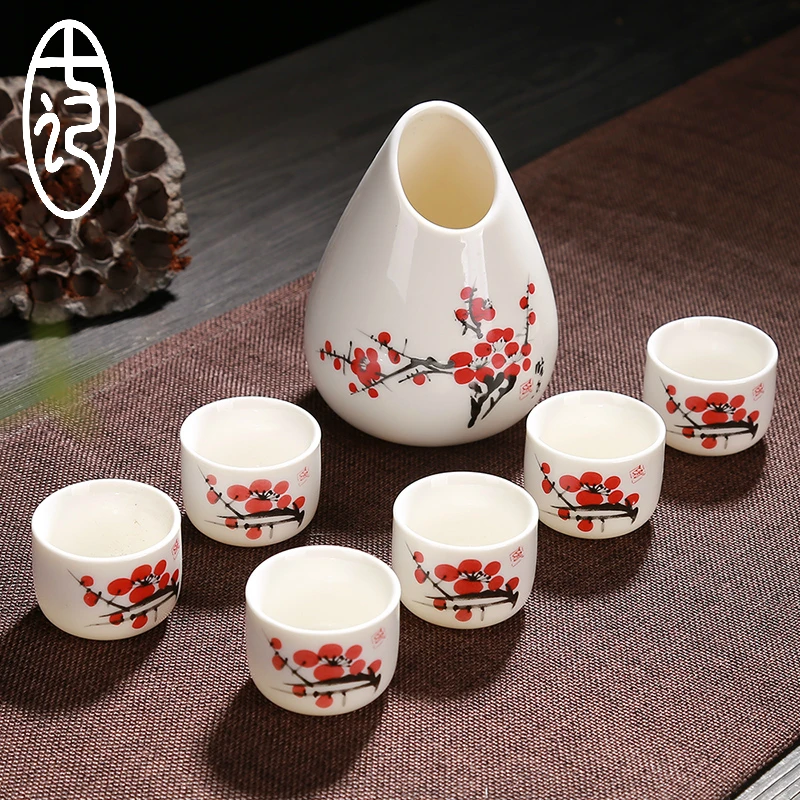 Китай керамические белые кувшин для вина спиртные напитки чашка набор японский Саке бутылки маленькое Вино горшок кухни корейский барная