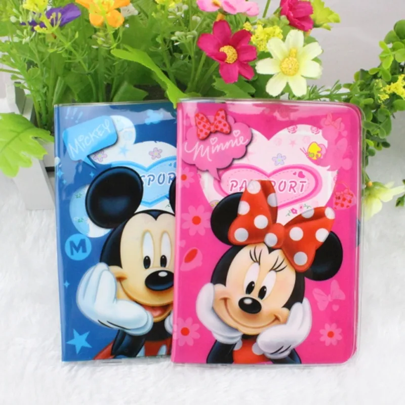 

2017 New Creative Mickey Minnie Passport Holders PVC Womens Certificate Cases PVC Leather ID Card Bags Cartoon Passport Coves