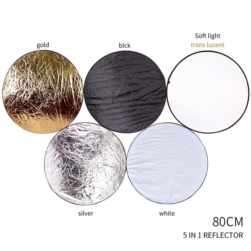 

31' 80cm 5 in 1 Portable Collapsible Round Light Reflector ,Flash Accessories for Photography Studio Multi Photo Disc Diffuers
