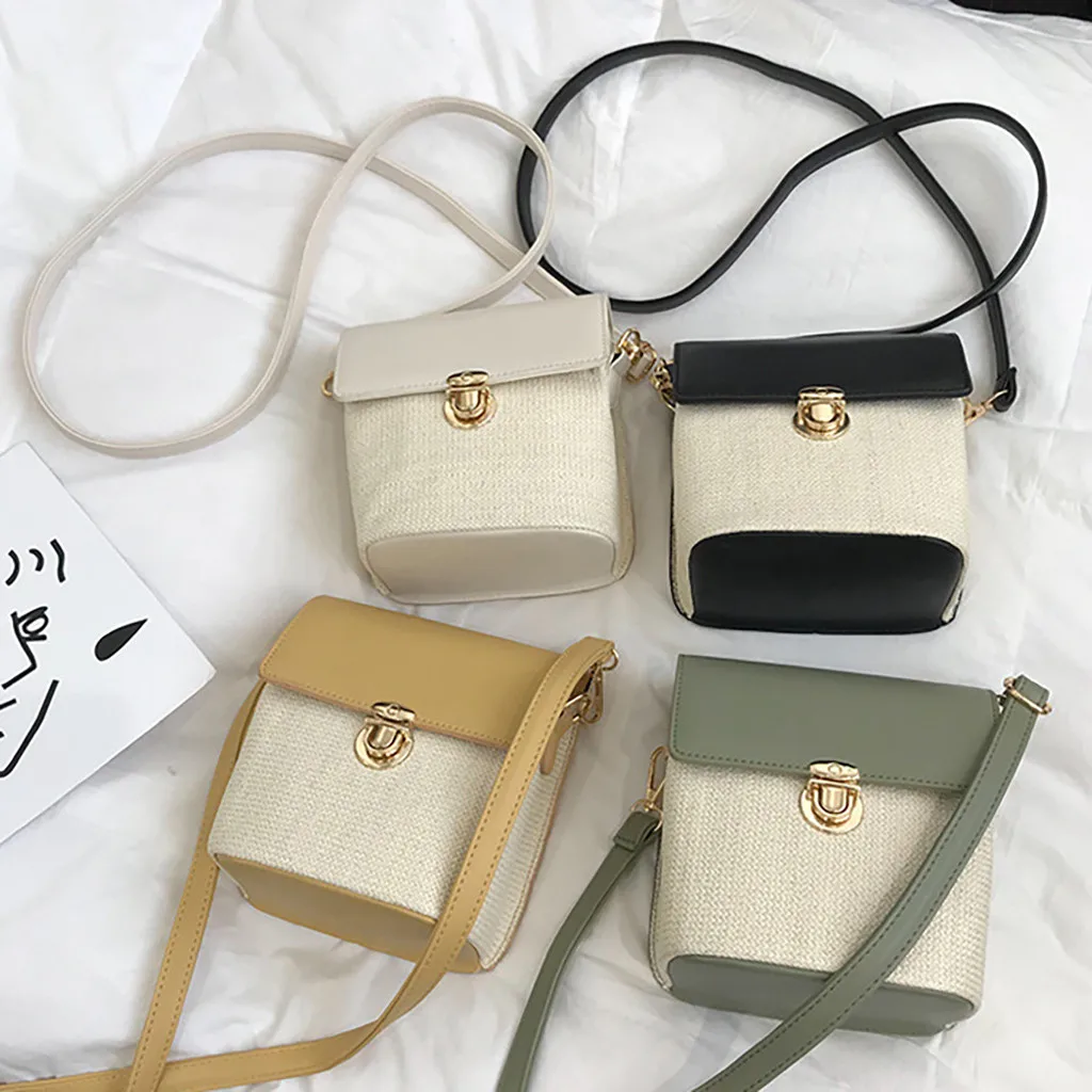 

Women Woven bag shoulder sac Summer Beach Bag Rattan Handmade Straw Crossbody Leather Women Shoulder Bag Bohemia bali bag rafia