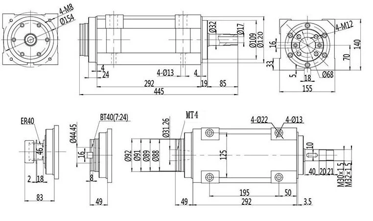 2.2KW MT4 мощная головка 5000 об/мин Шпиндельный Блок V-Belt шпиндель инструмент индукционный мотор для фрезерного станка с ЧПУ