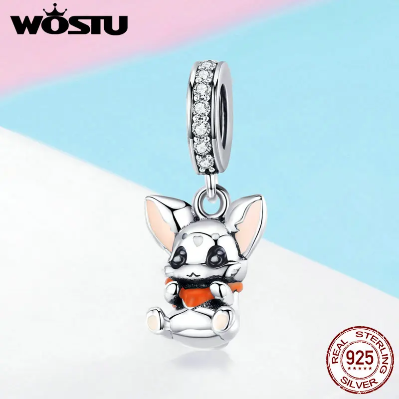 

WOSTU Cuddly Rabbit Bunny Charms 925 Sterling Silver Animal Bead For Original Bracelet For Women Charms Silver 925 FNC072