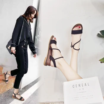 

Summer Women's Shoes Casual solid color hollow flat shoes Rome shoes breathable wild casual light sandals outdoor sandals