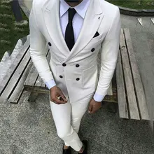 White Men Suits Pants Blue Groom Wedding Tuxedos Prom Party Red Man Blazers Ivory Costume Homme Slim Fit Terno Masculino 2 Piece