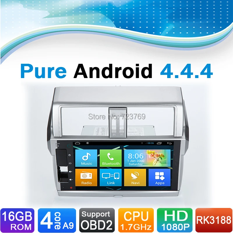 Discount Pure Android 4.4.4 System 10.2 inch Screen Autoradio car gps navigation system for Toyota Prado 2012-2015 22