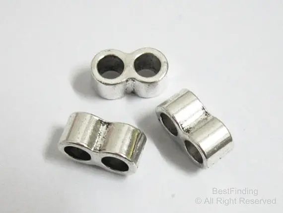 

Smooth 5mm Double barrel sliders 2 holes round leather beads