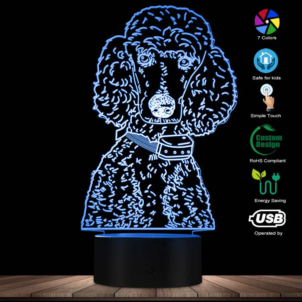 Пудель породы ночник собака владельца декоративные номер освещения Пудель Lover 3D настольная лампа USB ночник собака светодиодный освещения