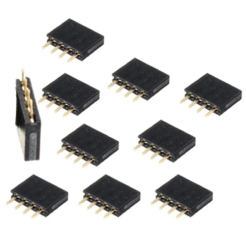 

Practical 10pcs 2.54mm Single Row Female Pitch Header Socket Connector PCB 4 Pin Strip