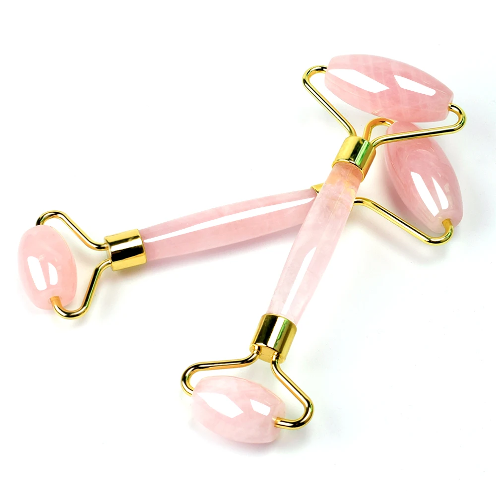 Rose Quartz Jade Roller Massager for Lifting Face Pink Stone Anti Cellulite Wrinkle Crystal Skincar