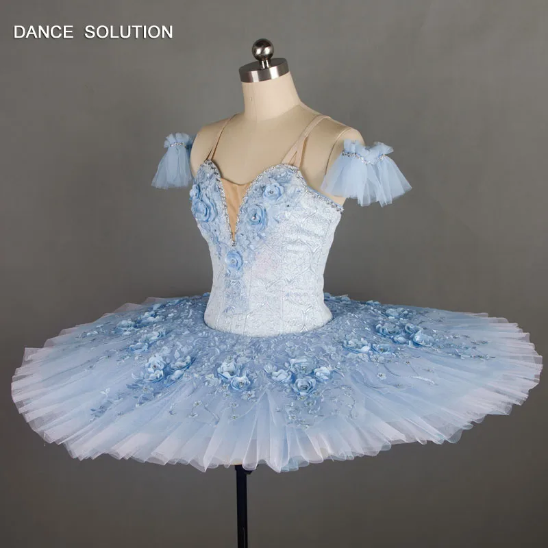 Бледно-голубой Подгонянный для профессиональных занятий балетом, танцами пачка Сценический костюм блинная балерина в юбке-пачке платье B18037