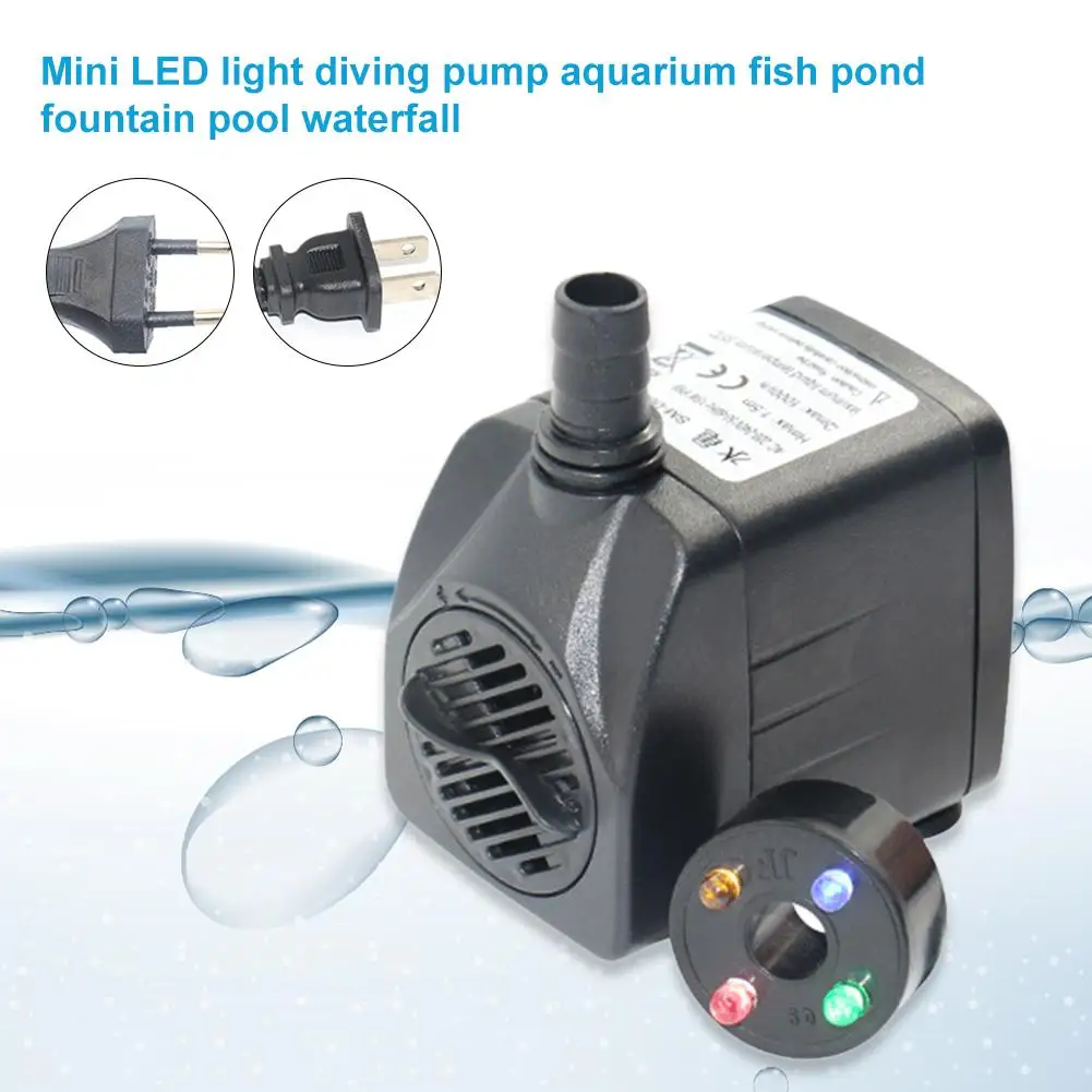

Aquarium Fish Tank Submersible Water Pump Light Water Circulation Pump With Waterproof Colored Flashing Perforated LED Lamp