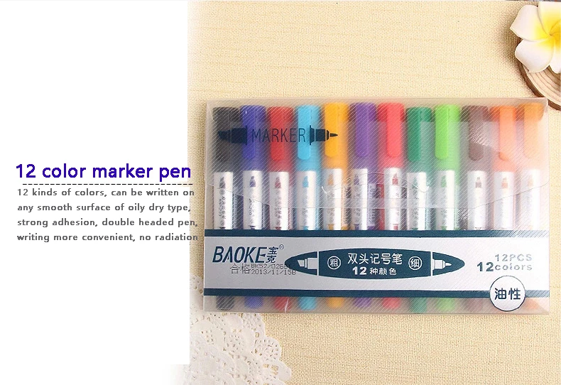 Baoke цветная двойная головка ручка масляная Студенческая офисная специальная ручка-Закладка Набор
