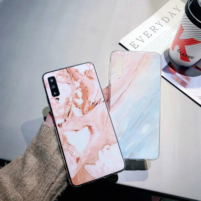 Мраморный чехол для Samsung Galaxy A7 2018 силиконовый мягкий из ТПУ A 7 A750F A6 Plus A50 A30 A20