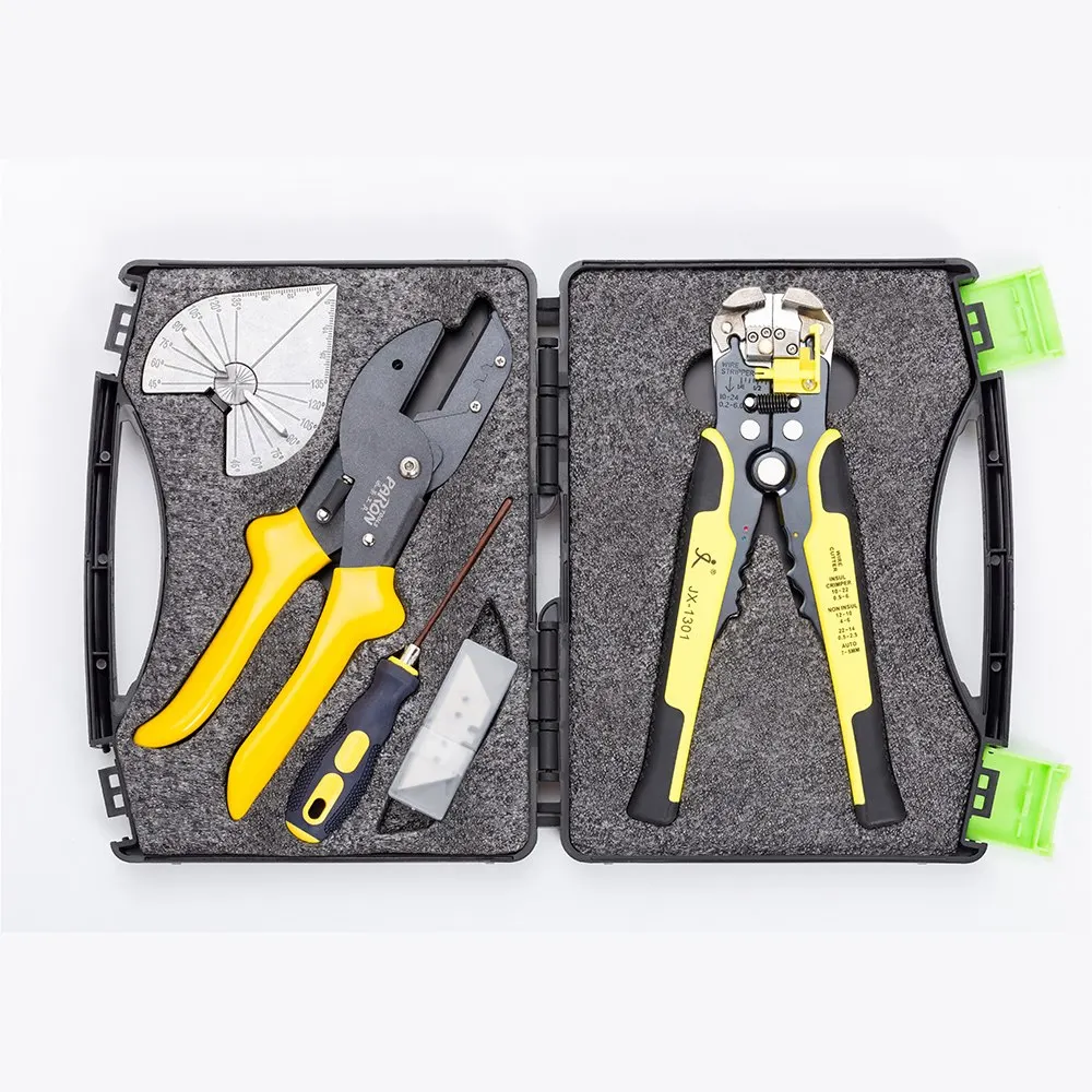 

Professional Cutting Pliers + Stripping Pliers Kit Angle Pliers and Split Blades with Dial 45 -135 Degrees Hand Tool Set